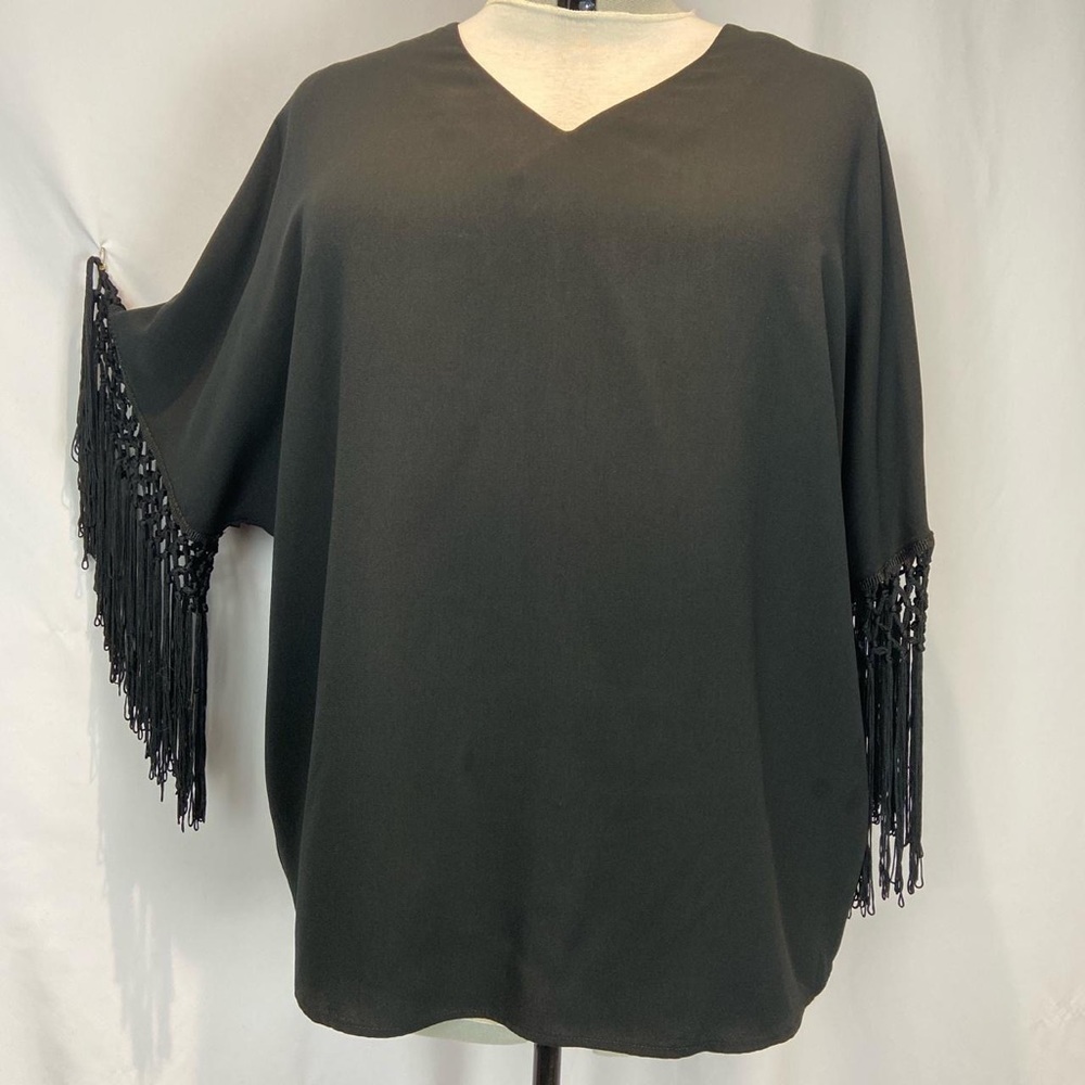 Midnight Velvet Black Fringe Blouse - Picture 2 of 4